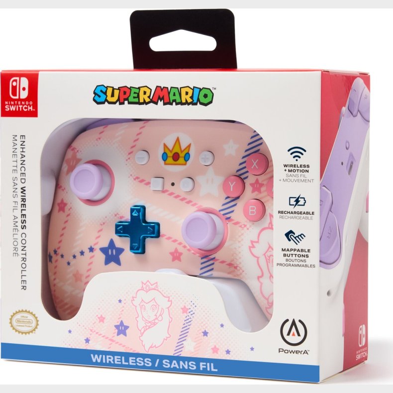Power Enhanced Wireless�controller For Nintendo Switch - Princess Peach Plaid