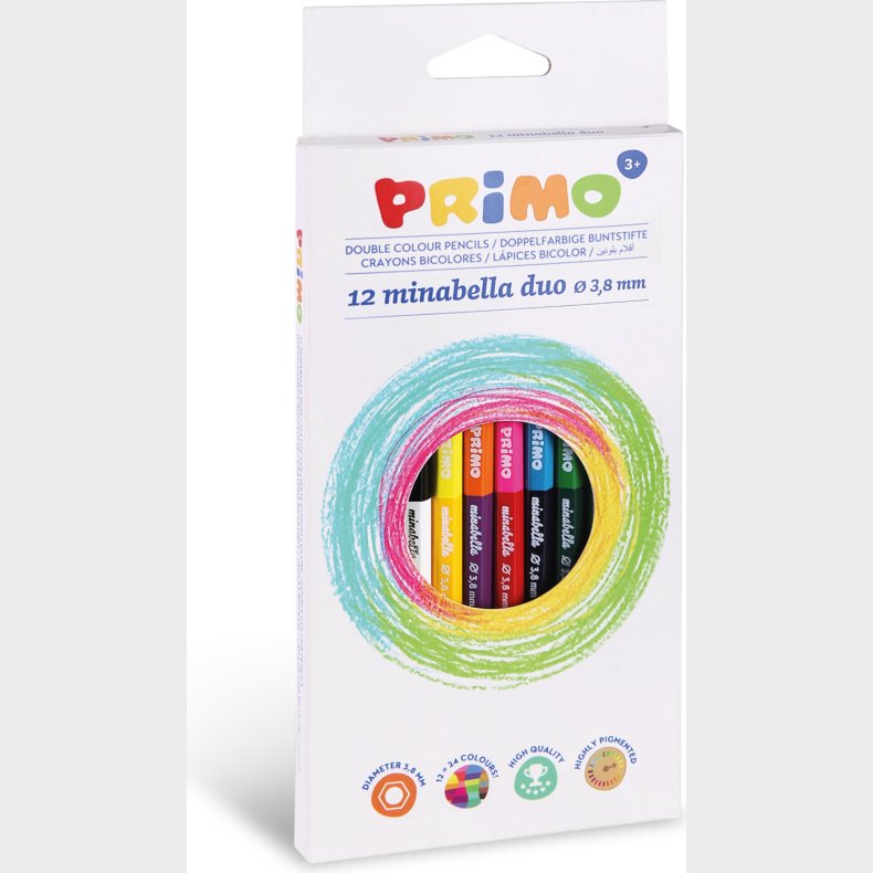 Primo - Farveblyanter 12 Stk - Minabella - Dobbeltsidet