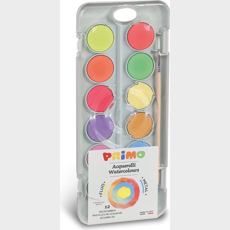 Primo - Vandfarve Palette - 12 Farver M Metallic Neon