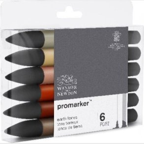 Winsor & Newton - Promarker Tusser - Jord Toner - 6 Farver