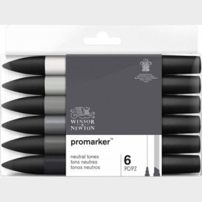 Winsor & Newton - Promarker Tusser - Neutrale Toner - 6 Farver