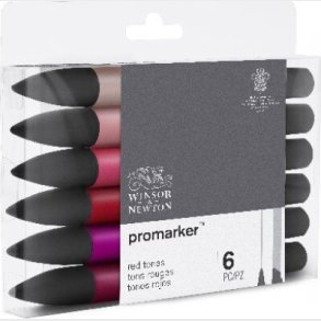 Winsor & Newton - Promarker Tusser - R�de Toner - 6 Farver