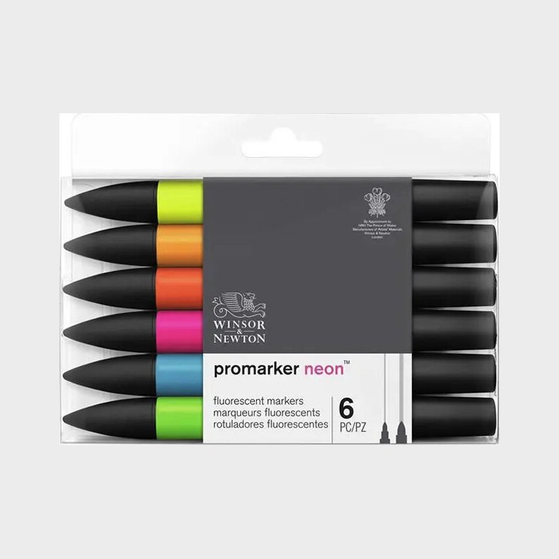 Winsor & Newton - Promarker Neon Tusser - 6 Farver