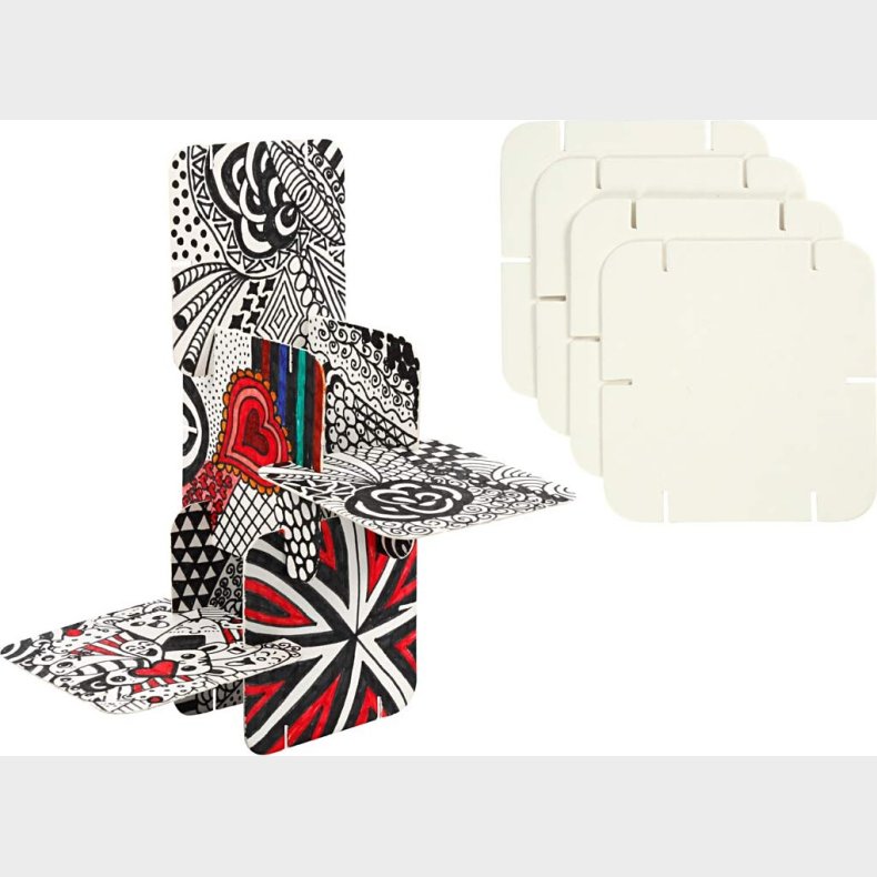 Pusle Konstruktionsbrikker - Str. 9,3x9,3 Cm - Hvid - 200 Stk.