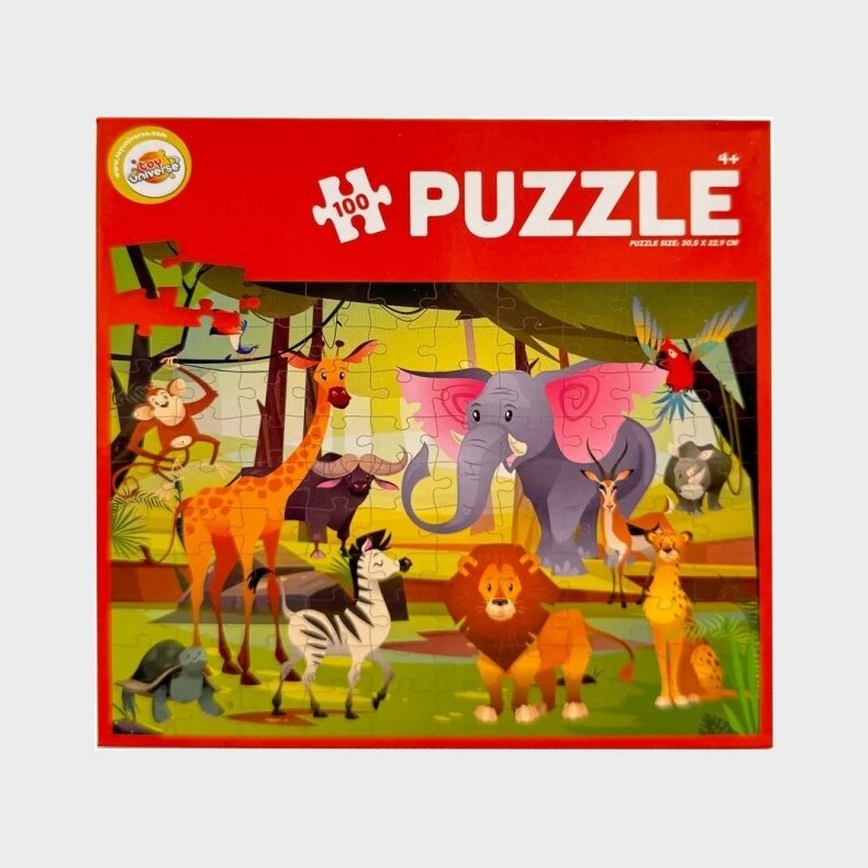 Puslespil 100 Brikker Vilde Dyr