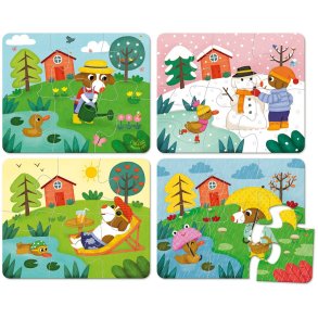 Puslespil i tr - De 4 rstider, 4 x 6 brikker