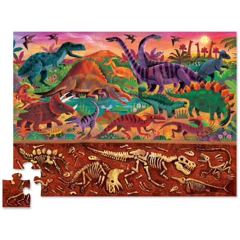 Puslespil m. 48 brk. - Over/Under - Dino World