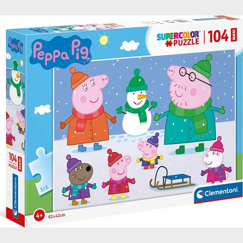 Puslespil Med 104 Brikker - Gurli Gris Winter - Maxi