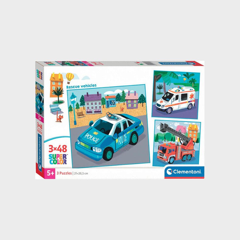 Puslespil Noli Rescue Vehicles -  3x48 Brikker