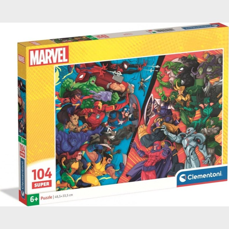 Puslespil Super Marvel Heroes Vs Villains - 104 Brikker