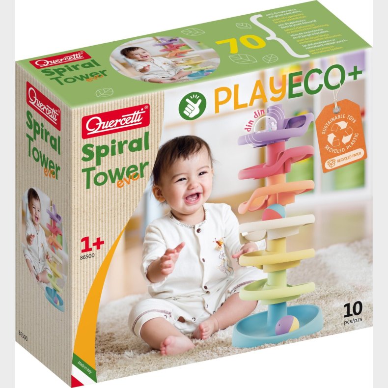 Quercetti - Kuglebane - Spiralt�rn Med Bolde Play Eco+ - Bioplast - 10 Dele