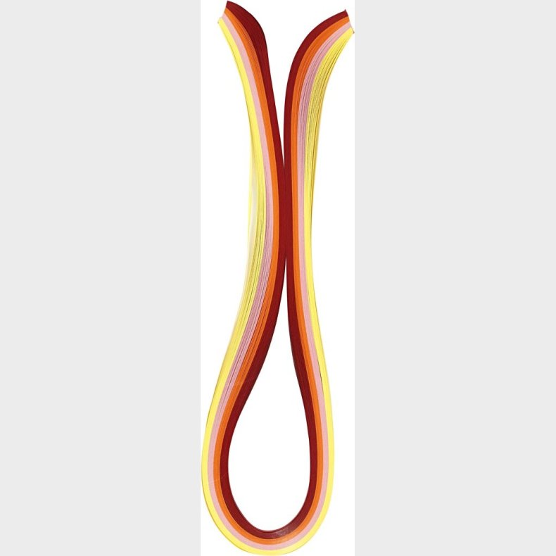 Quillingpapir - L 78 Cm - B 5 Mm - 120 G - Orange - Pink - Rd - Gul - 100 Stk.
