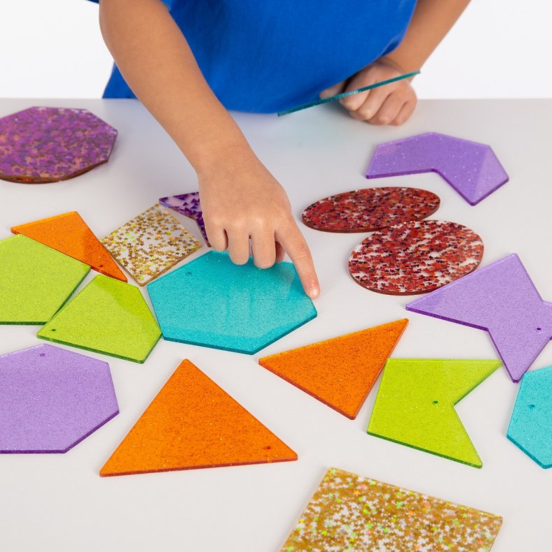 Regnbue former m. glitter, 21 stk