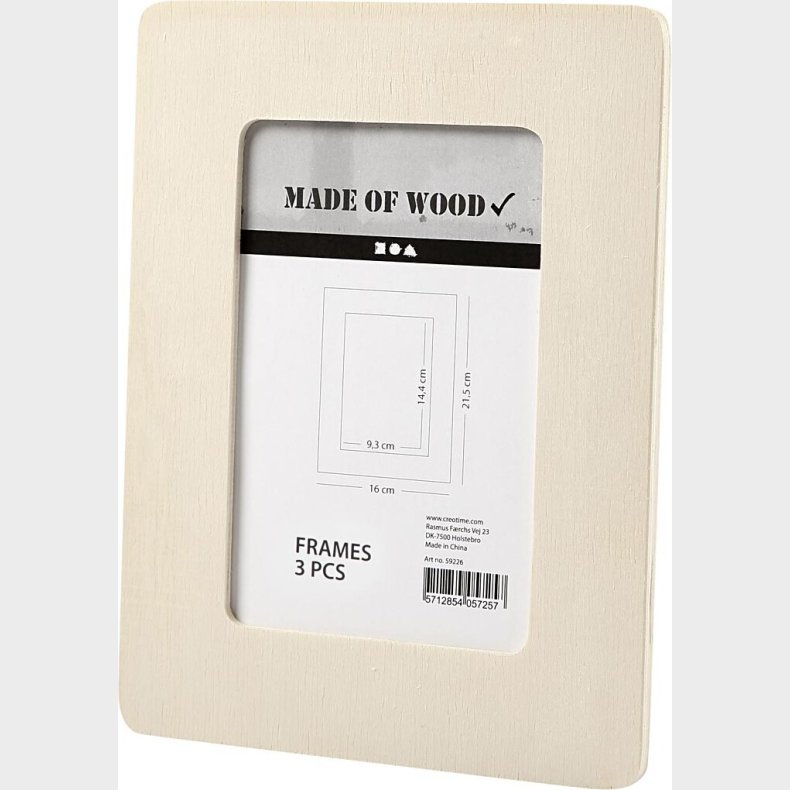 Ramme - Str. 16x21,5x0,8 Cm - 3 Stk.