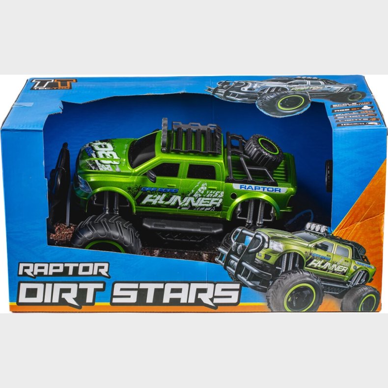 Fjernstyret Bil Med Lys - Raptor Runner Dirt Stars - 1:12 - Gr�n