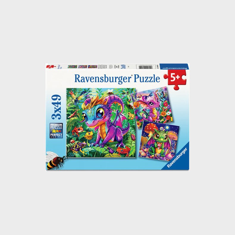 Ravensburger - Baby Garden Dragons Puslespil - 3x49 Brikker
