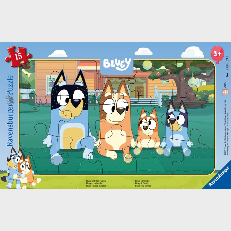 Ravensburger Puslespil - 15 Brikker - Bluey And Her Family