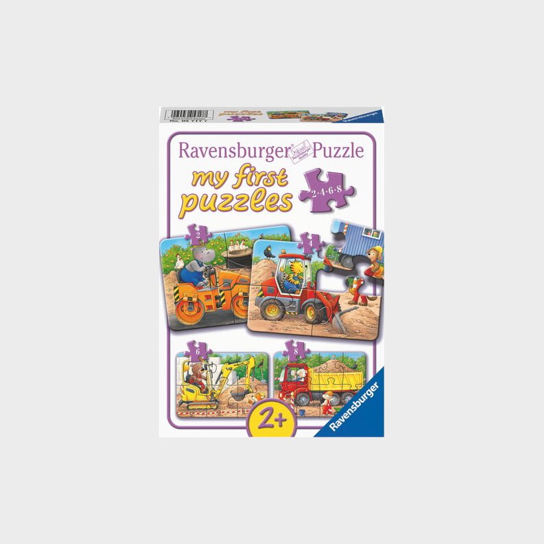 Ravensburger Puslespil - Byggepladsens Dyr - 2/4/6/8 Brikker