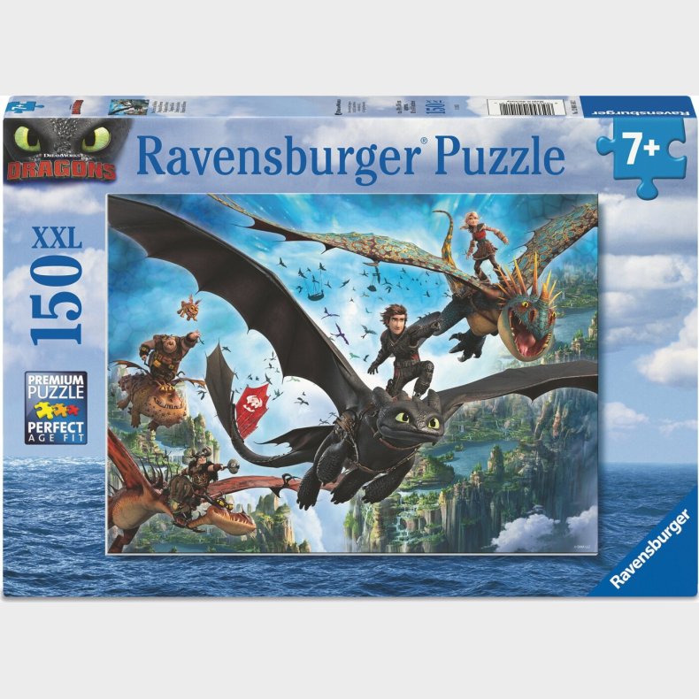 Ravensburger Puslespil - 150 Brikker - Drager & Helte