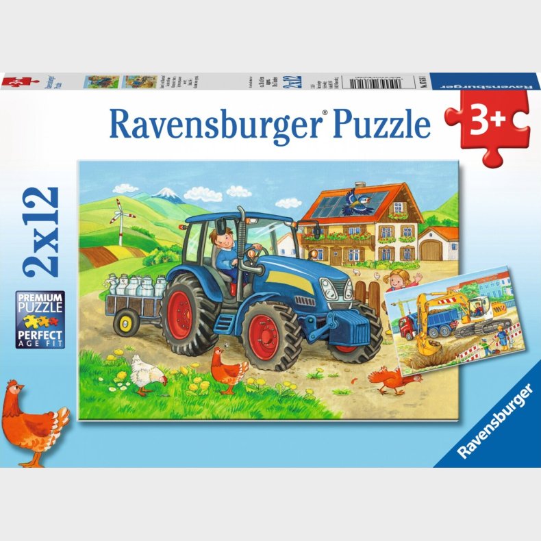 Ravensburger Puslespil - Maskiner P Landet - 2x12 Brikker