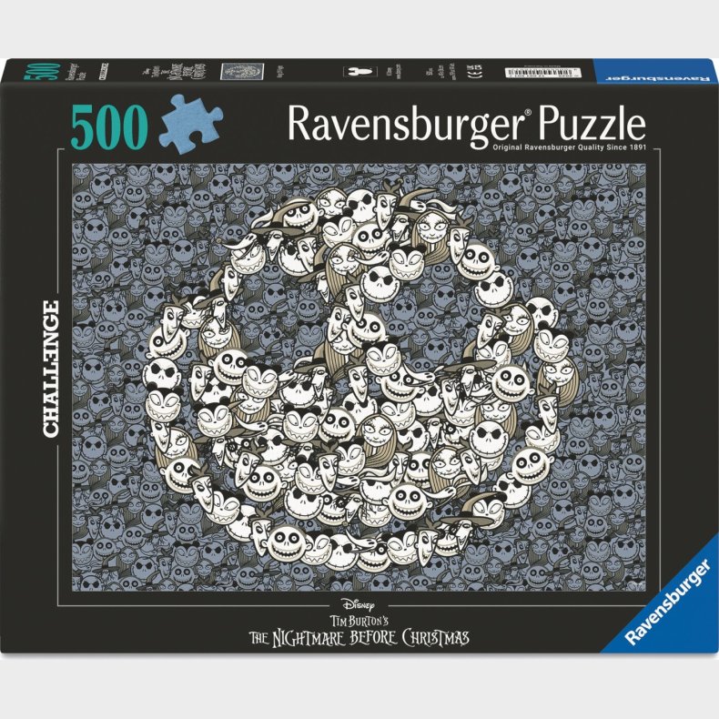 Ravensburger Puslespil - 500 Brikker - Nightmare Before Christmas