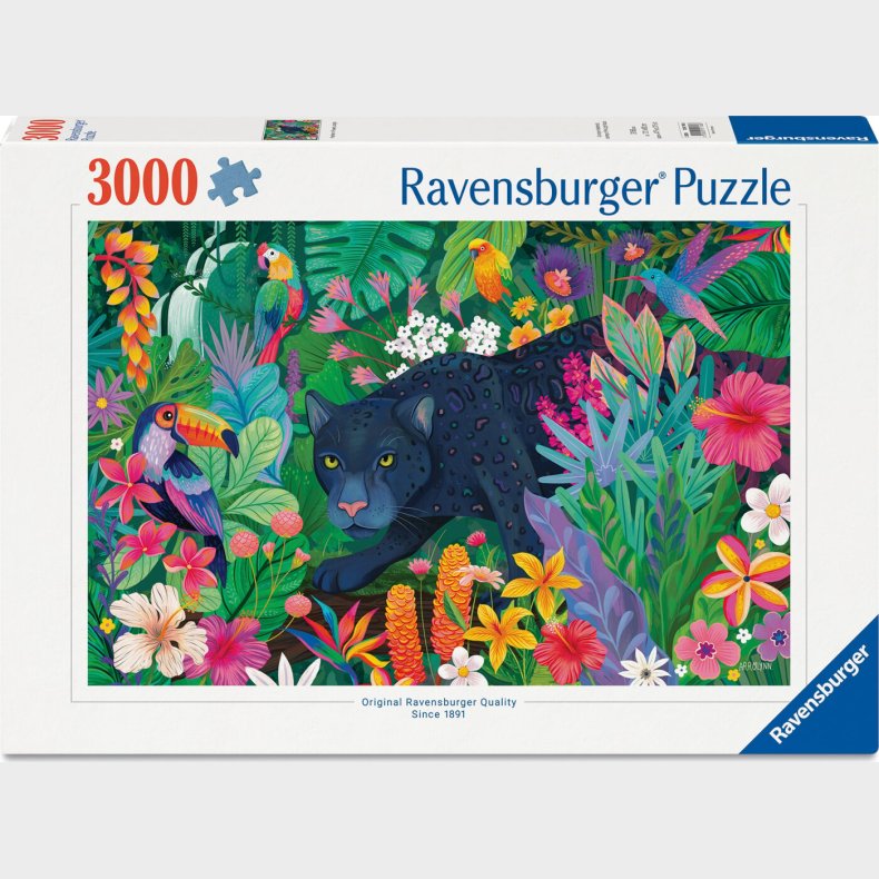 Ravensburger - Panther In Flowery Jungle Puslespil - 3000 Brikker