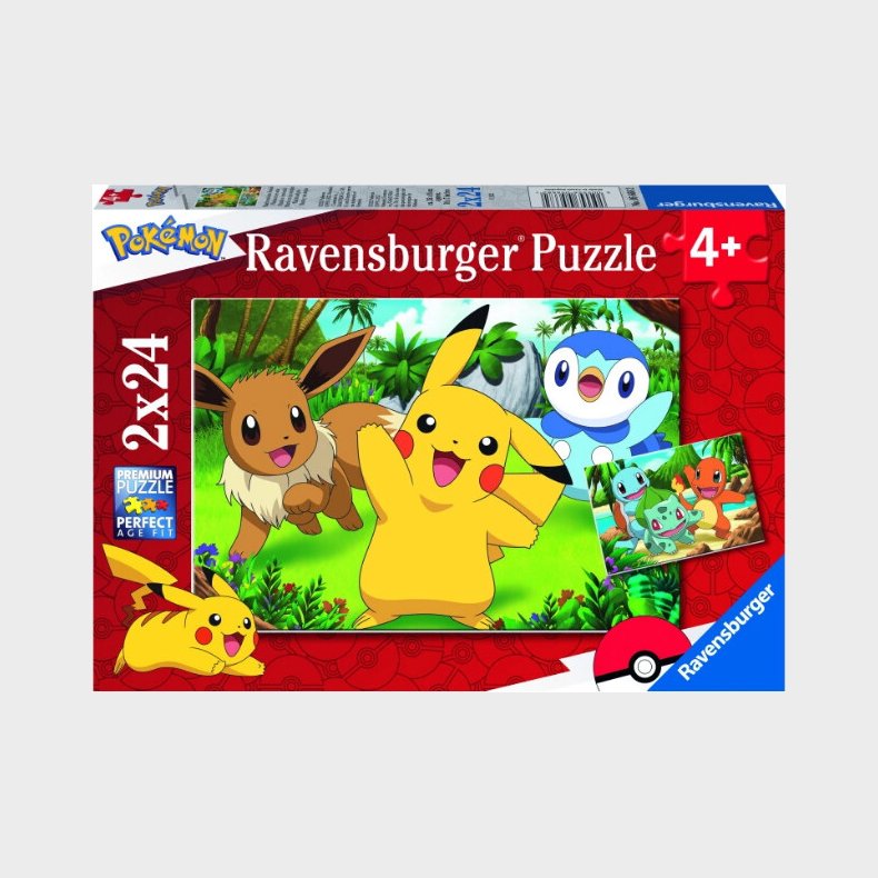 Pokmon Puslespil - Ravensburger - 2x24 Brikker
