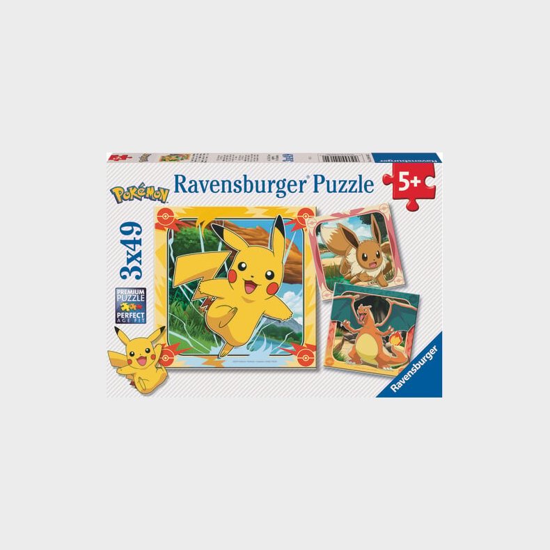 Ravensburger Puslespil - 3x49 Brikker - Pok�mon