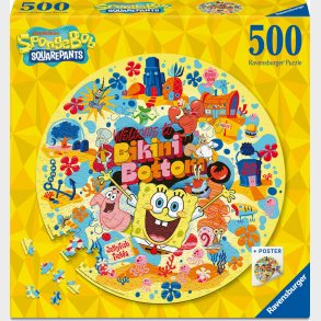 Ravensburger - Rundt Puslespil - 500 Brikker - Svampebob Firkant