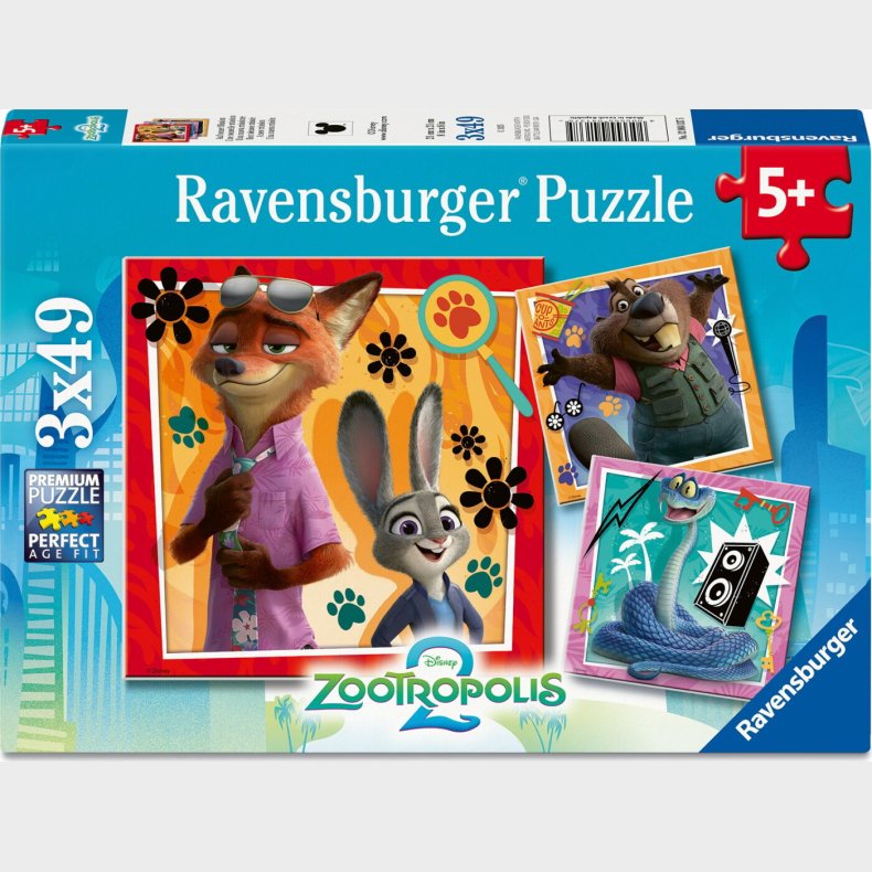 Ravensburger Puslespil - Zootropolis 2 - 3x49 Brikker