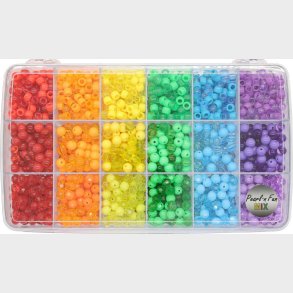 Regnbuefarvet Perlemix Runde, Rocai & Facet Ass.