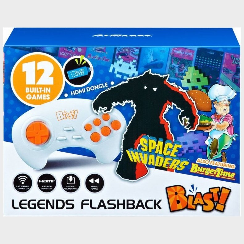 Blast - Legends Flashback - Retro Spillekonsol Med 20 Spil Inkl. Space Invaders