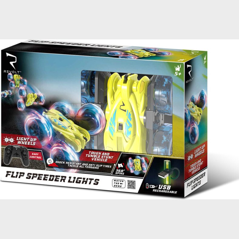 Revolt - Flip Speeder Med Lys - Fjernstyret Bil