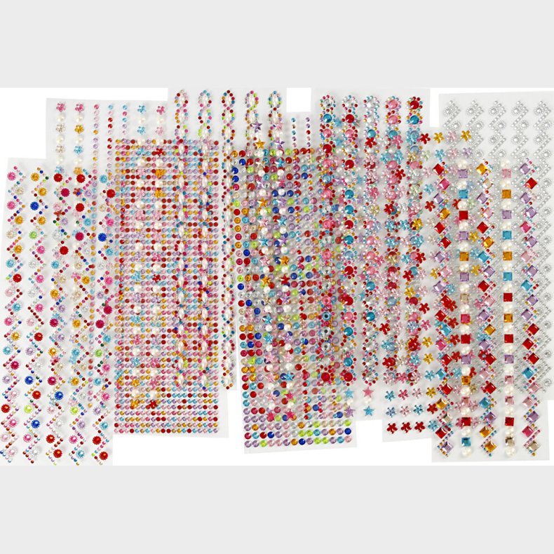 Rhinsten Klistermrker - Selvklbende - Flere Farver - 12 Ark