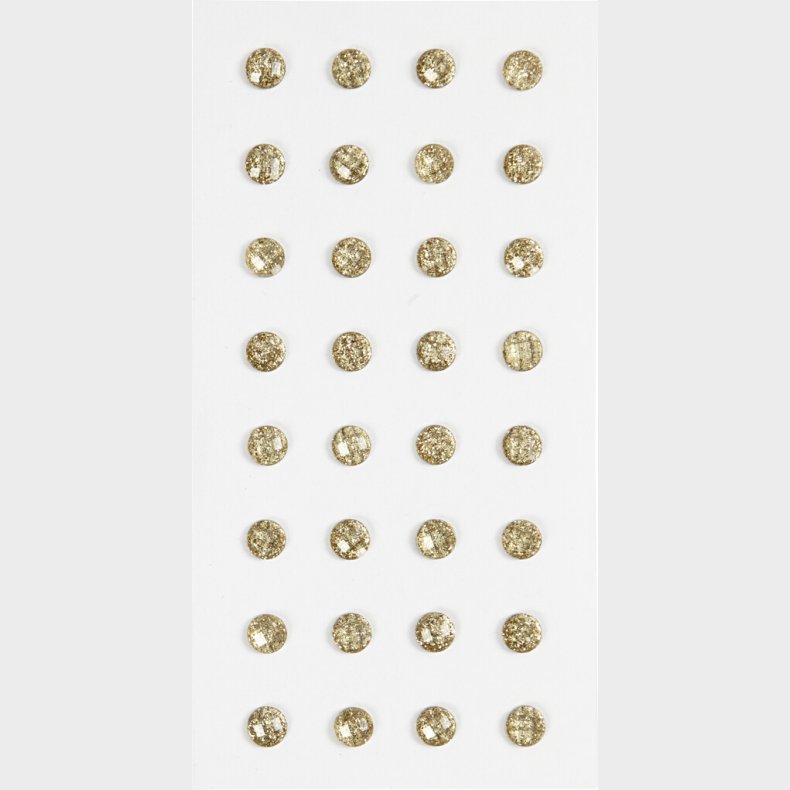 Rhinsten Klistermrker - Selvklbende -  8 Mm - Guld - 32 Stk.