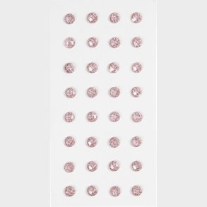 Rhinsten Klistermrker - Selvklbende -  8 Mm - Lyserd - 32 Stk.