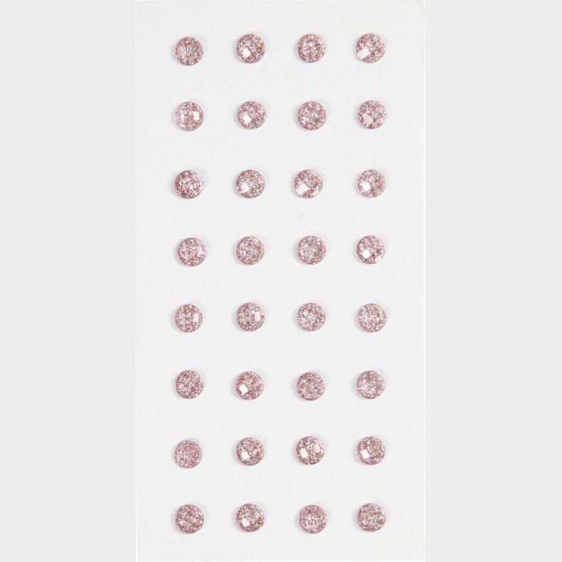 Rhinsten Klistermrker - Selvklbende -  8 Mm - Lyserd - 32 Stk.