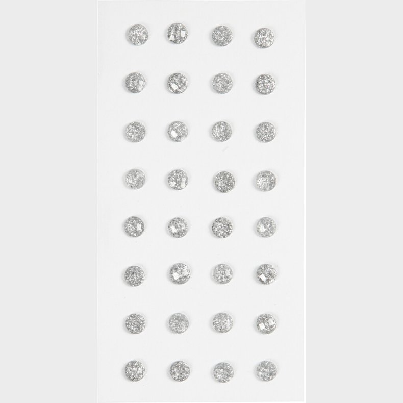 Rhinsten Klisterm�rker - Selvkl�bende - � 8 Mm - S�lv - 32 Stk.