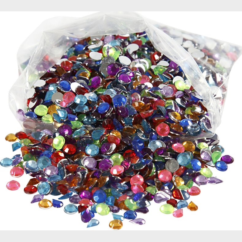 Rhinsten - Forskellige Farver - Str. 5 Mm - 3000 Stk.