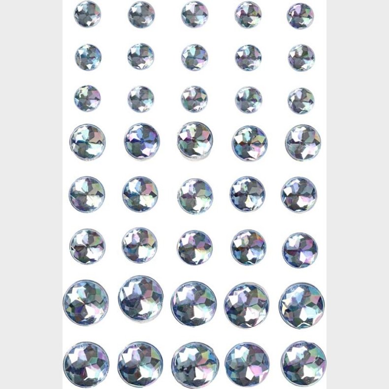 Rhinsten Klistermrker - Selvklbende - Bl - Str. 6+8+10 Mm - 40 Stk.