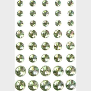 Rhinsten Klistermrker - Selvklbende - Grn - Str. 6+8+10 Mm - 40 Stk.