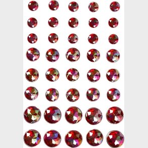 Rhinsten Klisterm�rker - Selvkl�bende - R�d - Str. 6+8+10 Mm - 40 Stk.