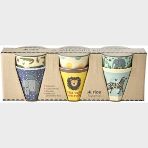 Rice - 6 Pcs Small Melamine Kids Cups -jungle Print Blue
