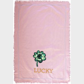 Rice - Bomulds Viskestykke Broderet Firklver Print Lyserd