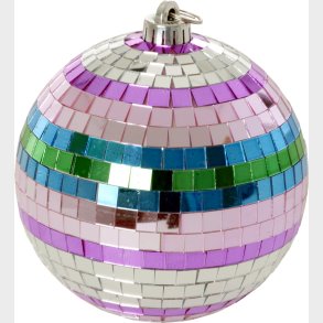 Rice - Disco Ball With Funky Stripes - Pink, Silver, Green, Blue - Medium