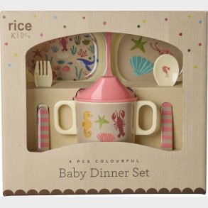 Rice - Melamine Baby Dinner Set - Coral Ocean Print - 4 Pcs