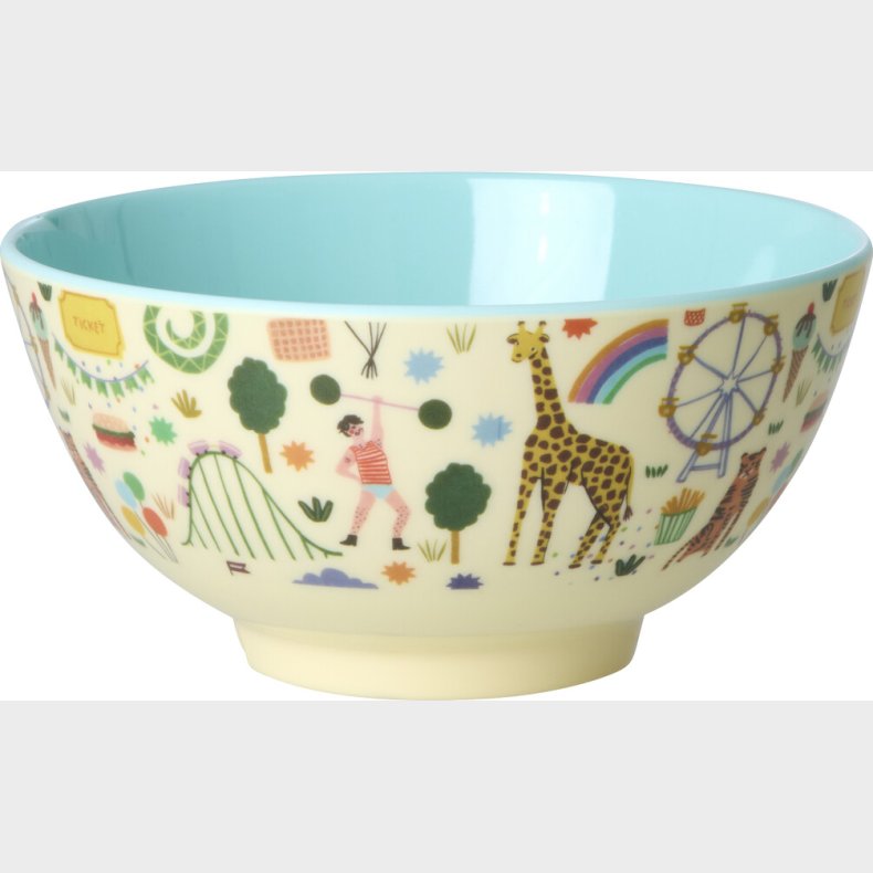 Rice - Melamine Bowl With Fun Fair Print - Mint - Medium