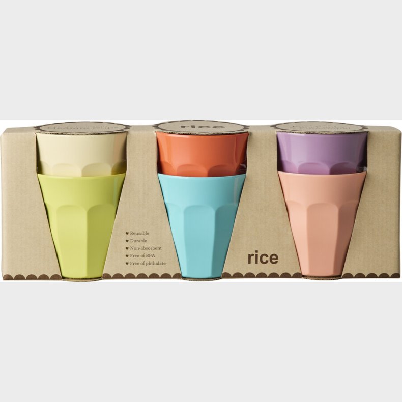 Rice - Melamine Cups - Assorted Glory Days Colors - Medium