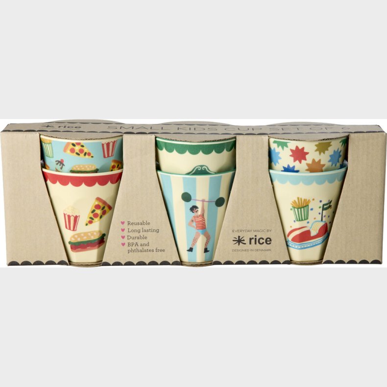 Rice - Melamine Cups With Fun Fair Prints - Mint - Small