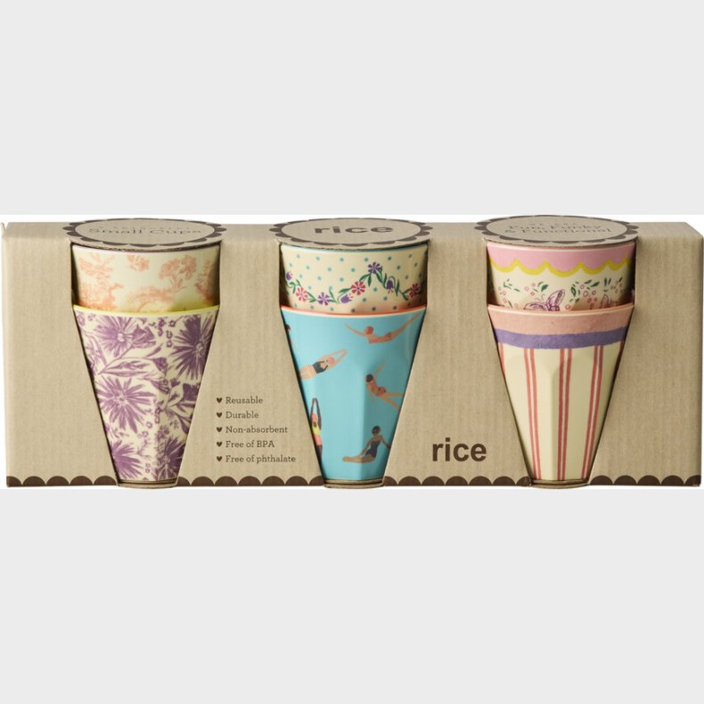 Rice - Melamine Cups With Glory Days Prints - Small - 160 Ml